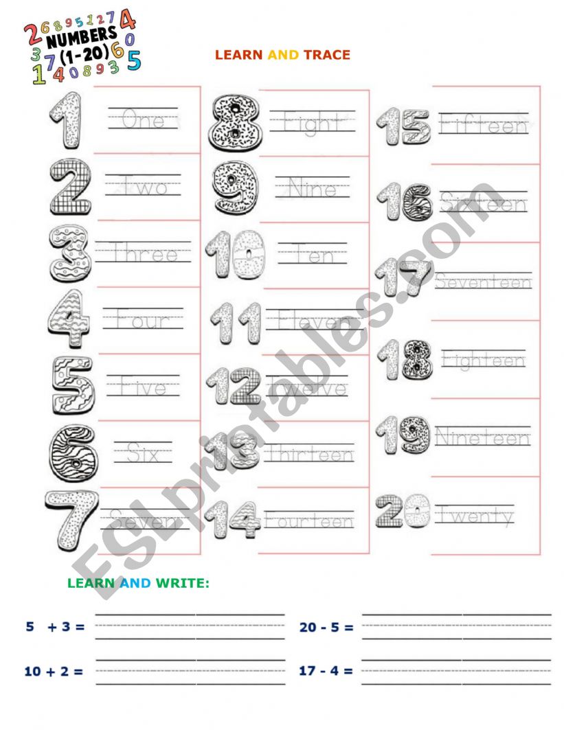 learn-and-trace-numbers-1-20-esl-worksheet-by-zala5