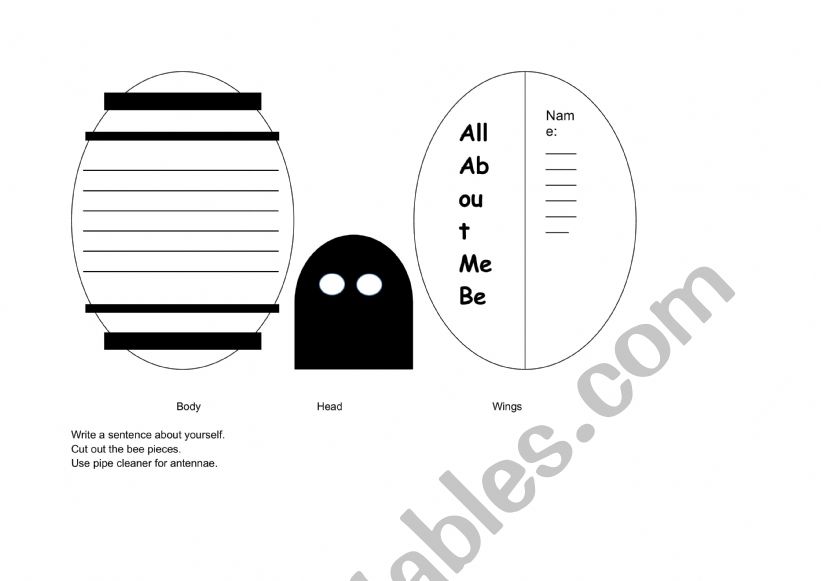 All about me bee worksheet