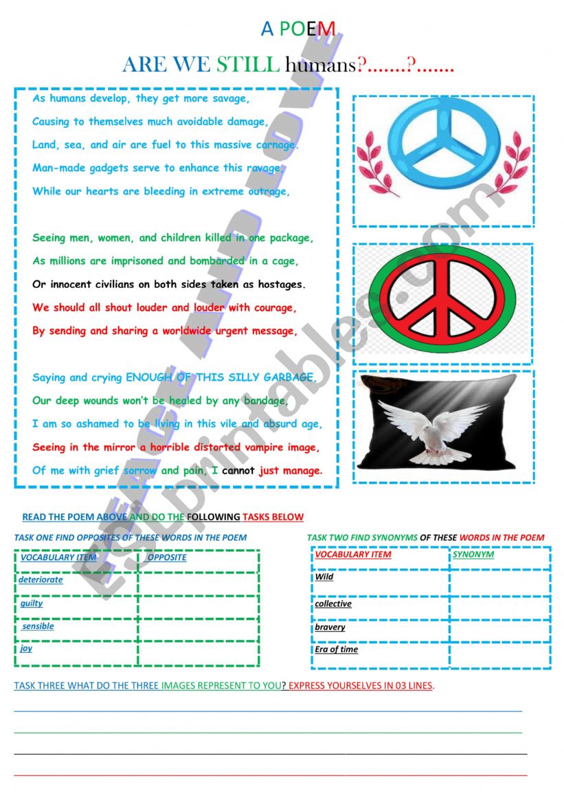 A poem   worksheet