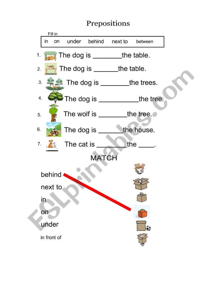 Preposition of place worksheet