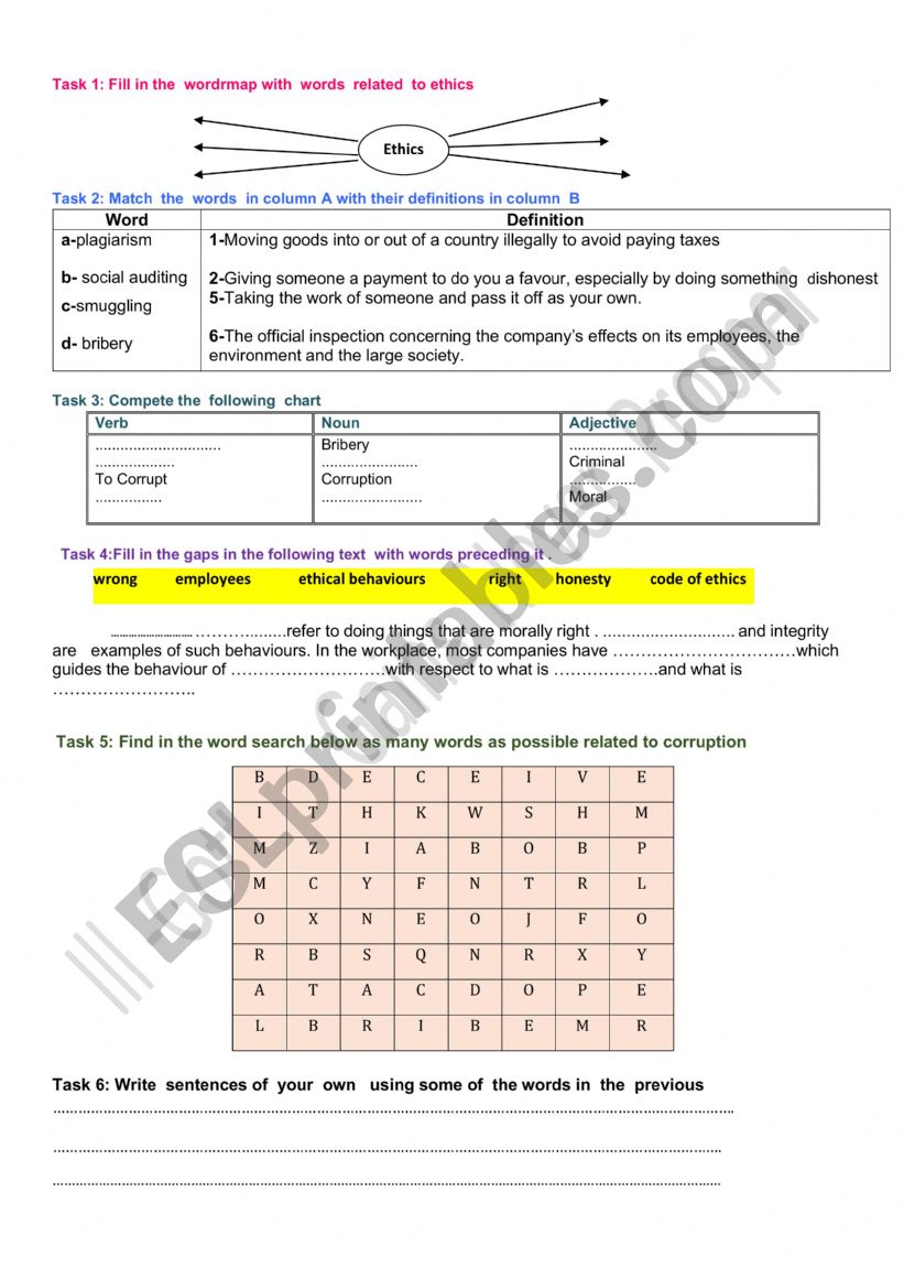 Vocabulary  explorer  worksheet