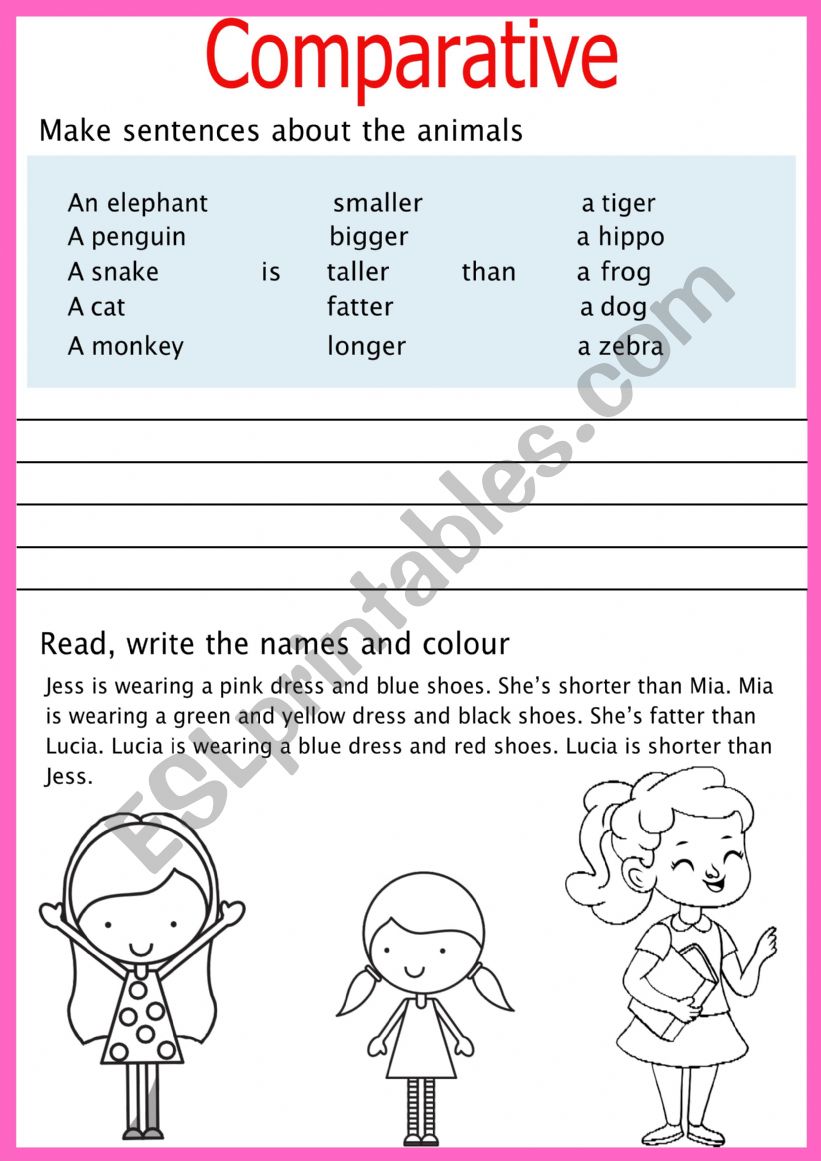 Comparative worksheet