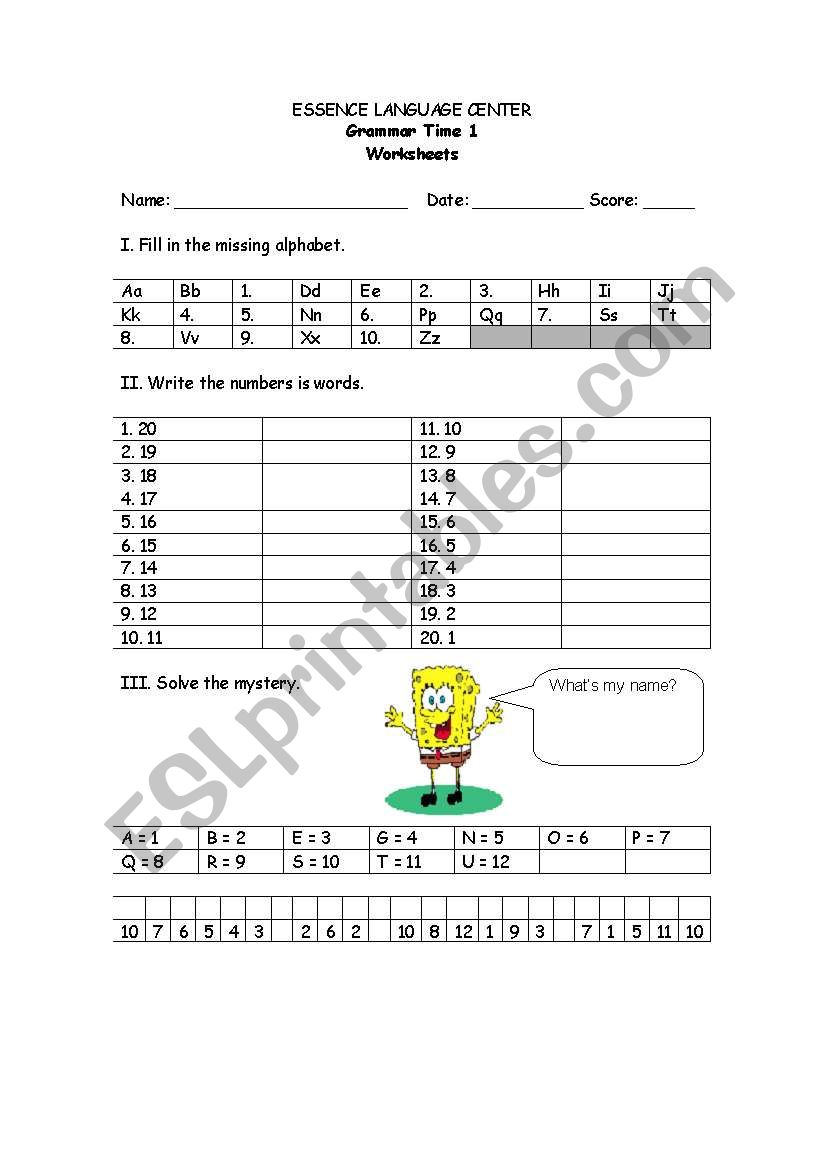 Grammar for beginners worksheet