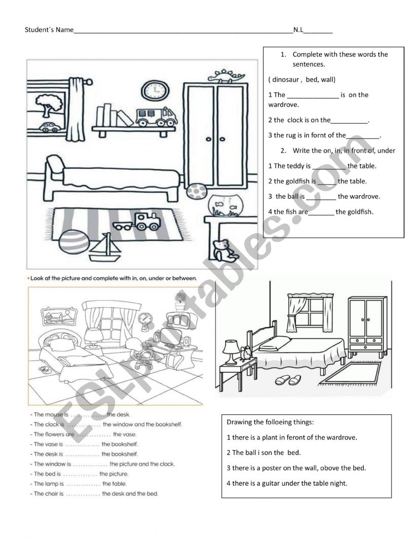 test prepositions of place  worksheet
