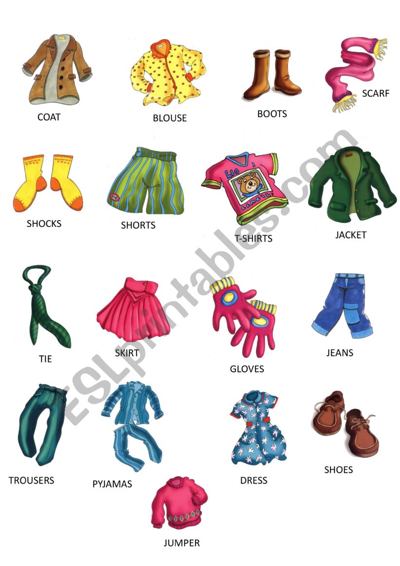 clothes vocabulary note worksheet
