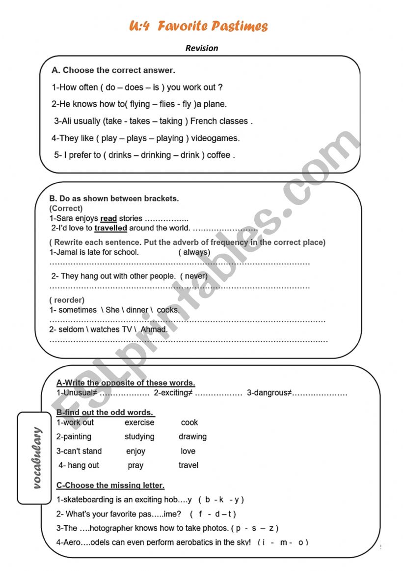 Gerund and infinitive plus vocab