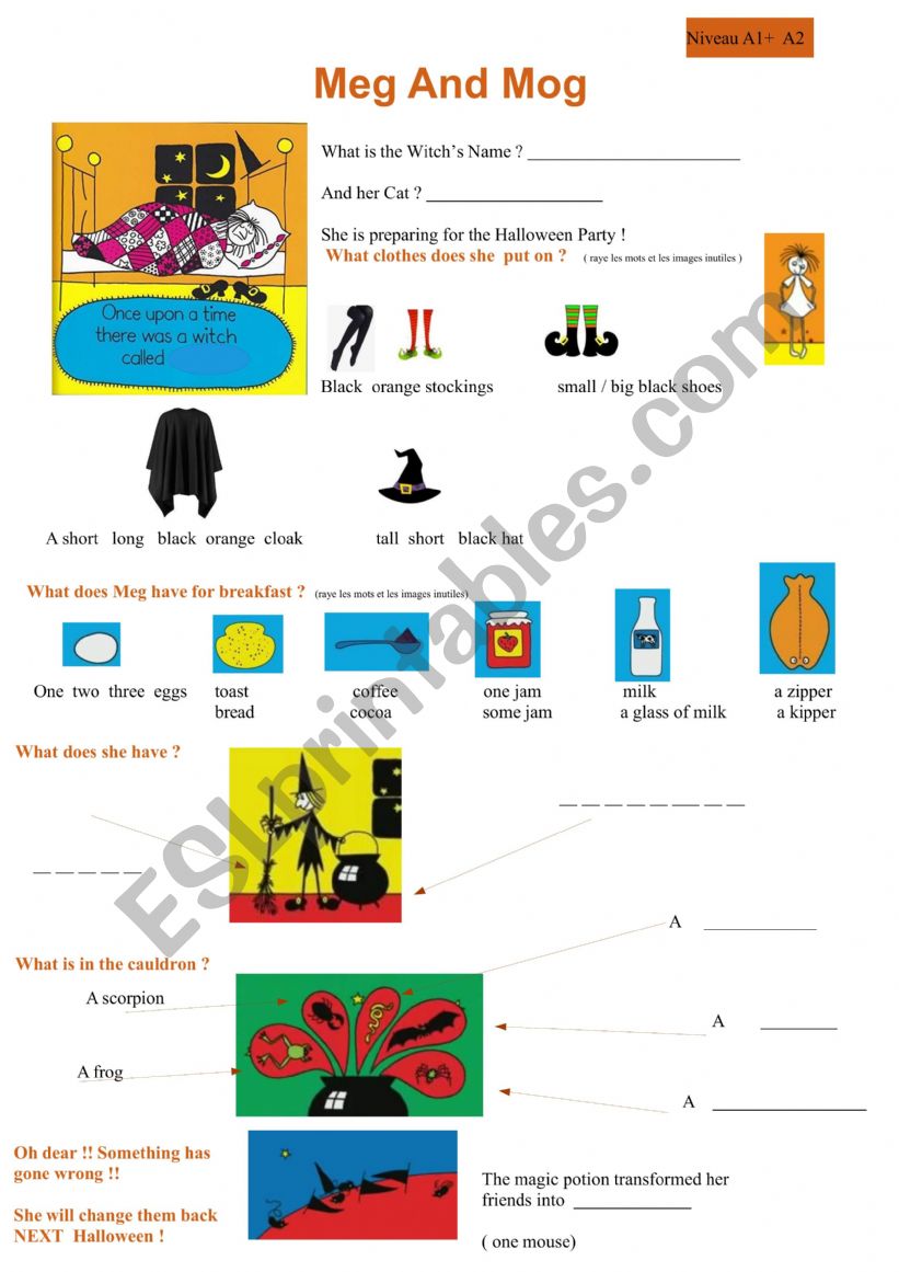 Meg and Mog and Owl worksheet