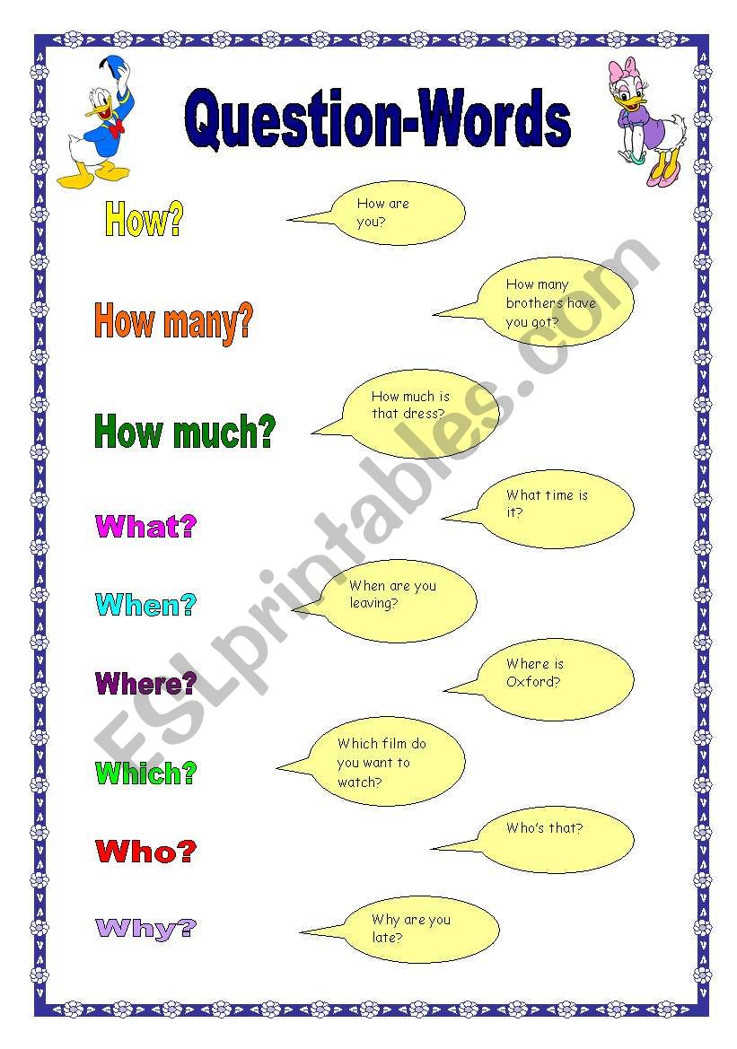 Question Words (17.09.08) worksheet