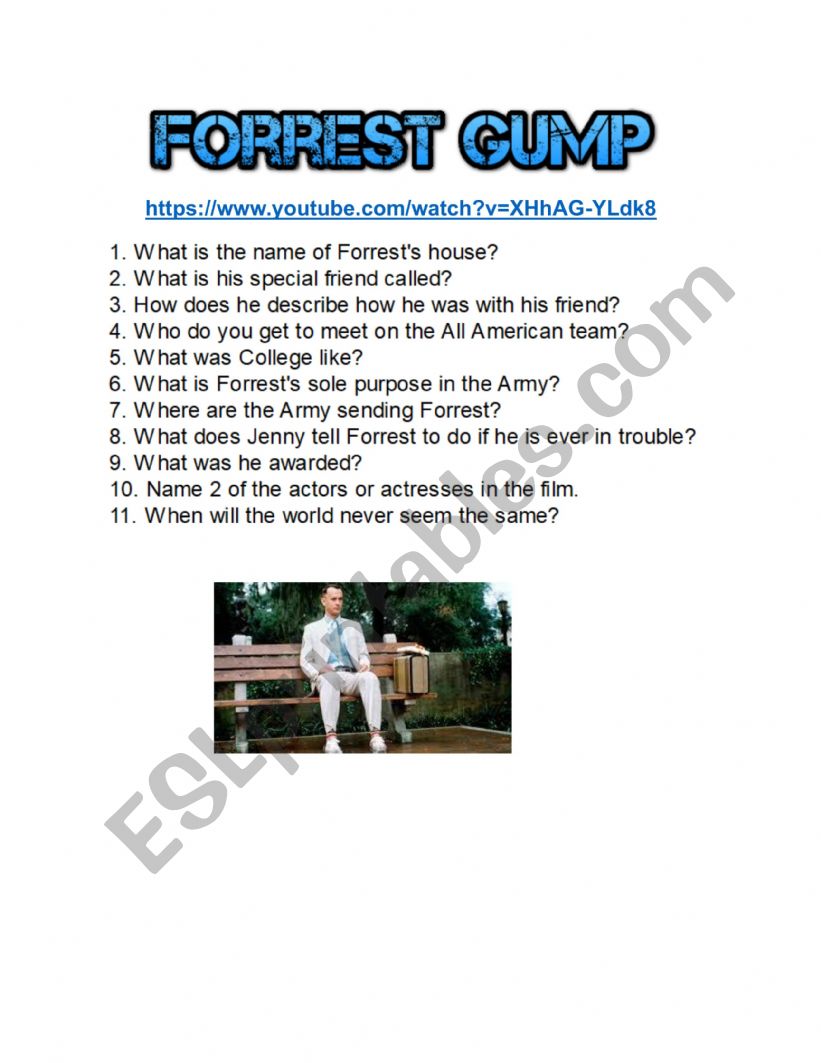 Forrest Gump trailer worksheet