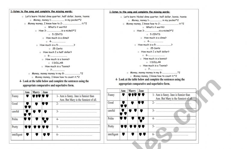 poket money group session worksheet