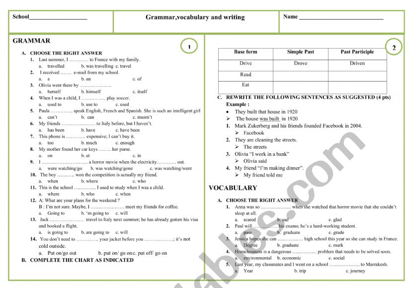 Practice grammar,vocabulary and writing