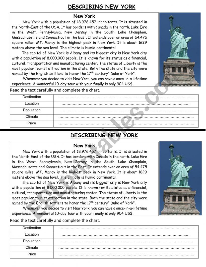 New York  worksheet