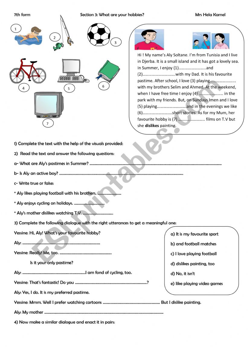 What are your hobbies? worksheet