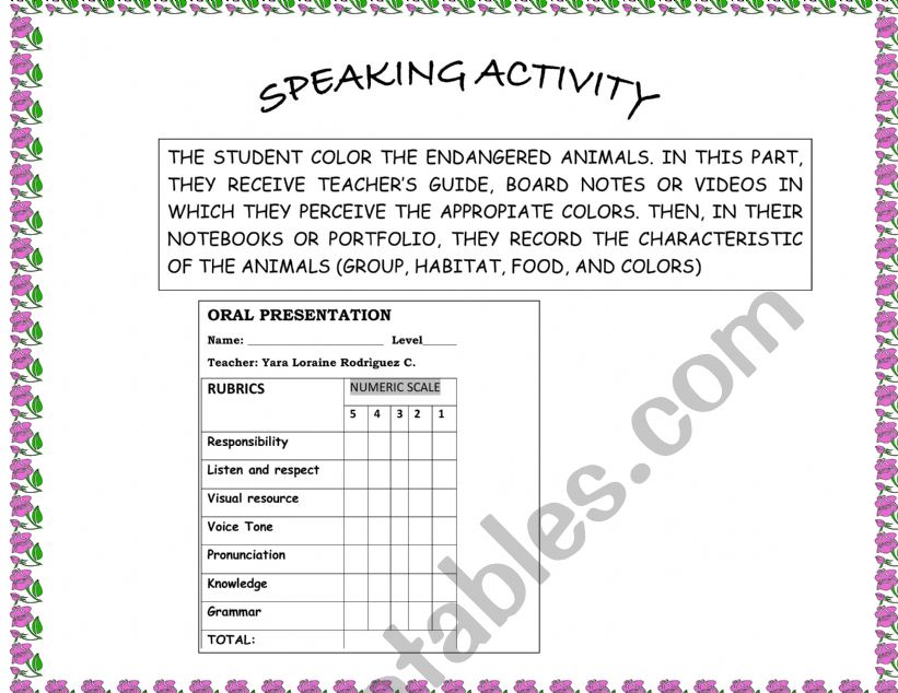 ENDANGERED ANIMALS ACTIVITY  worksheet