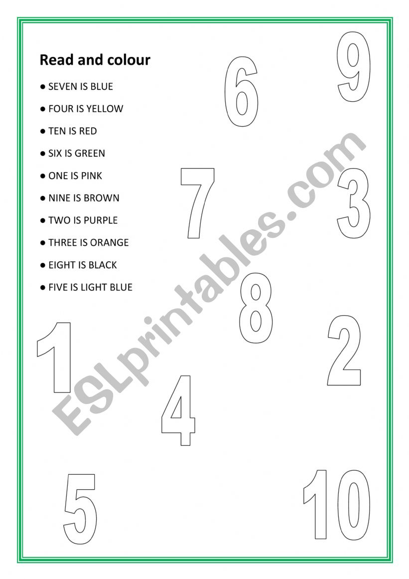 NUMBERS worksheet