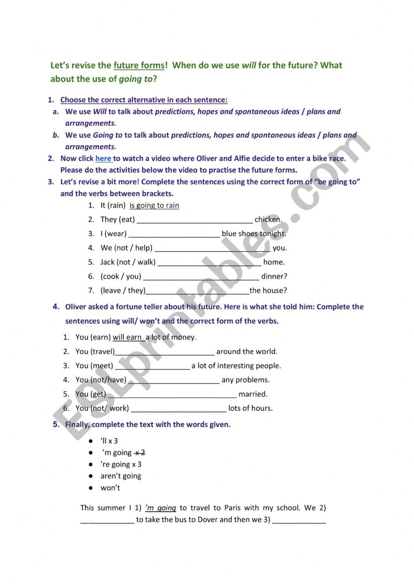 Future  worksheet