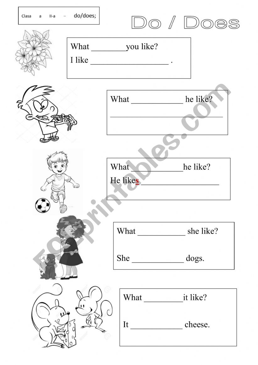 Do or Does worksheet