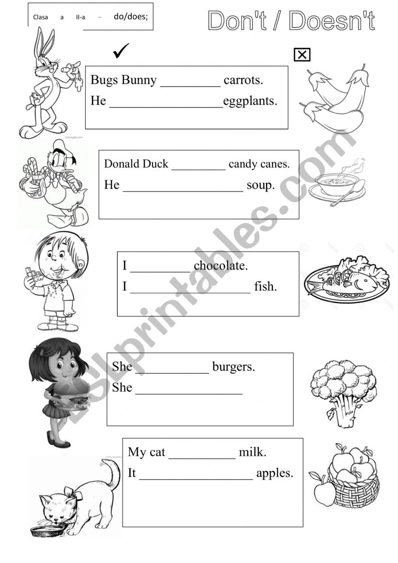 Likes and dislikes worksheet