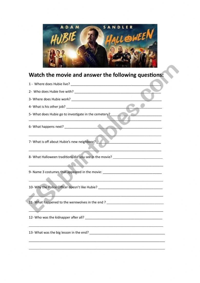 HubieÃ¯Â¿Â½s Halloween  worksheet