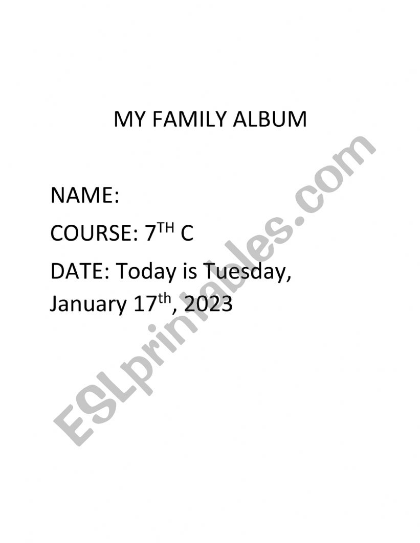 Family album worksheet