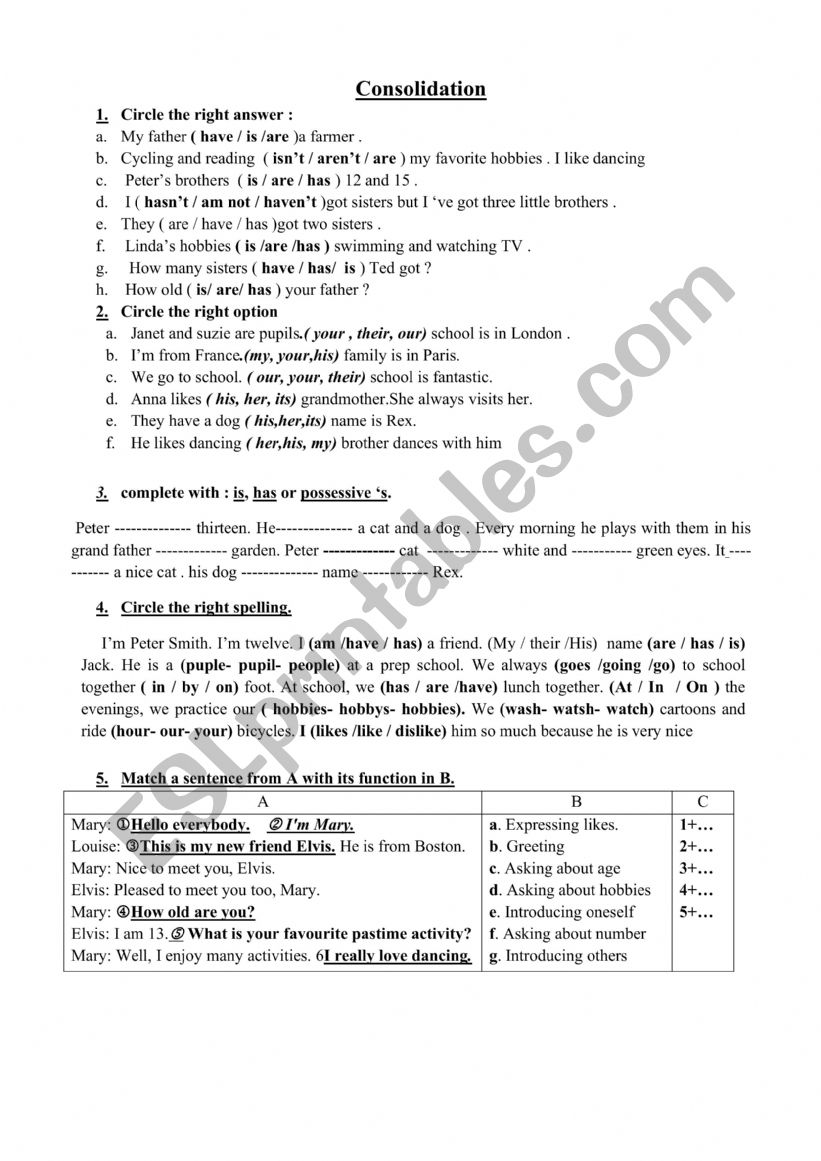 consolidation tasks module 1 7th form