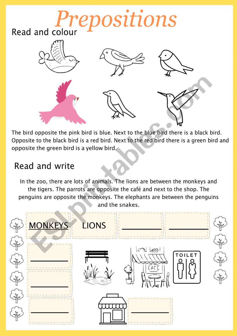 Prepositions of place worksheet