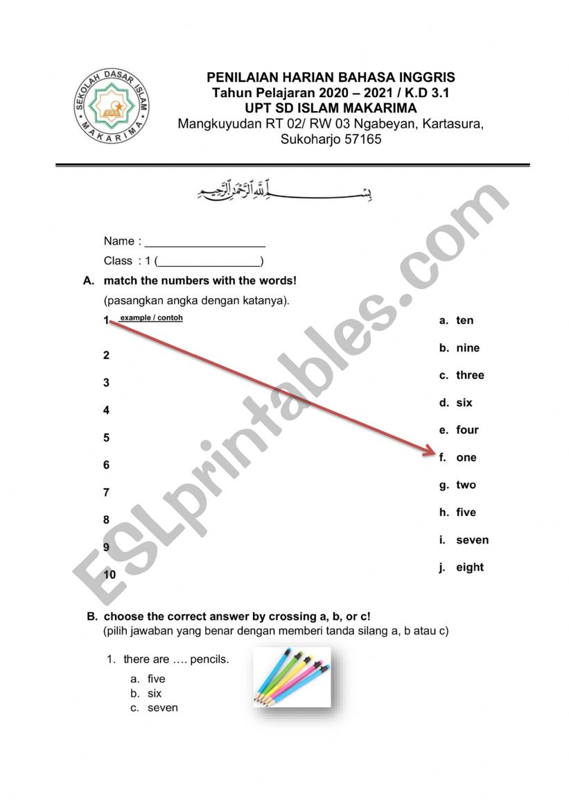 worksheet about colours worksheet