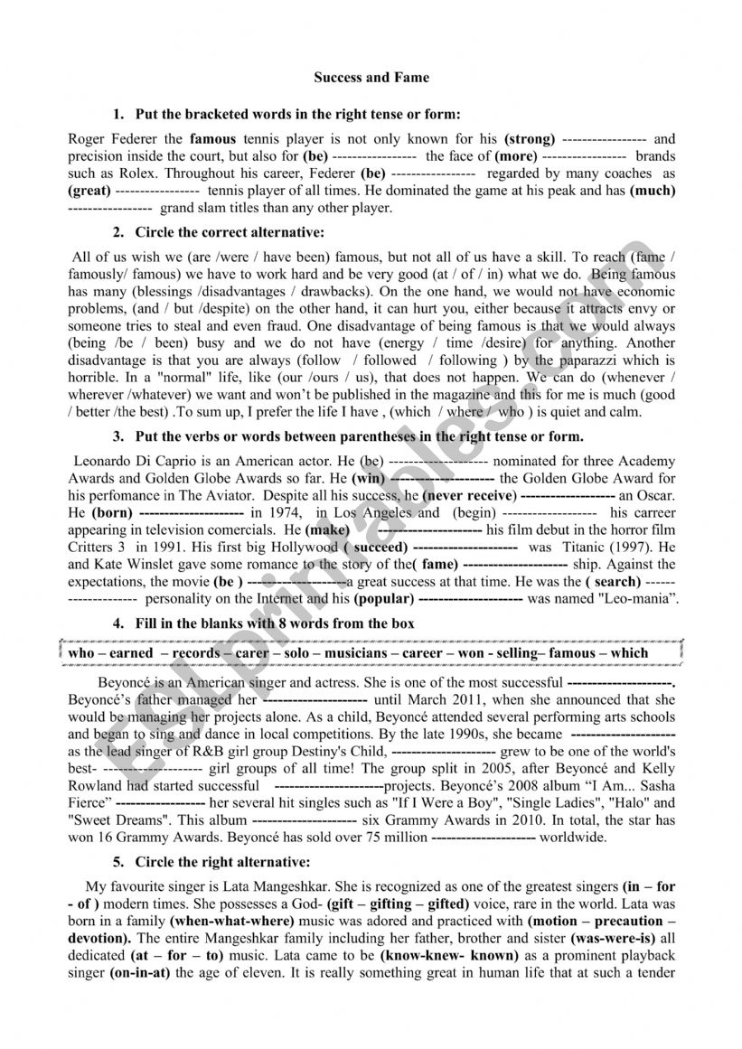 consolidation tasks 1st form worksheet