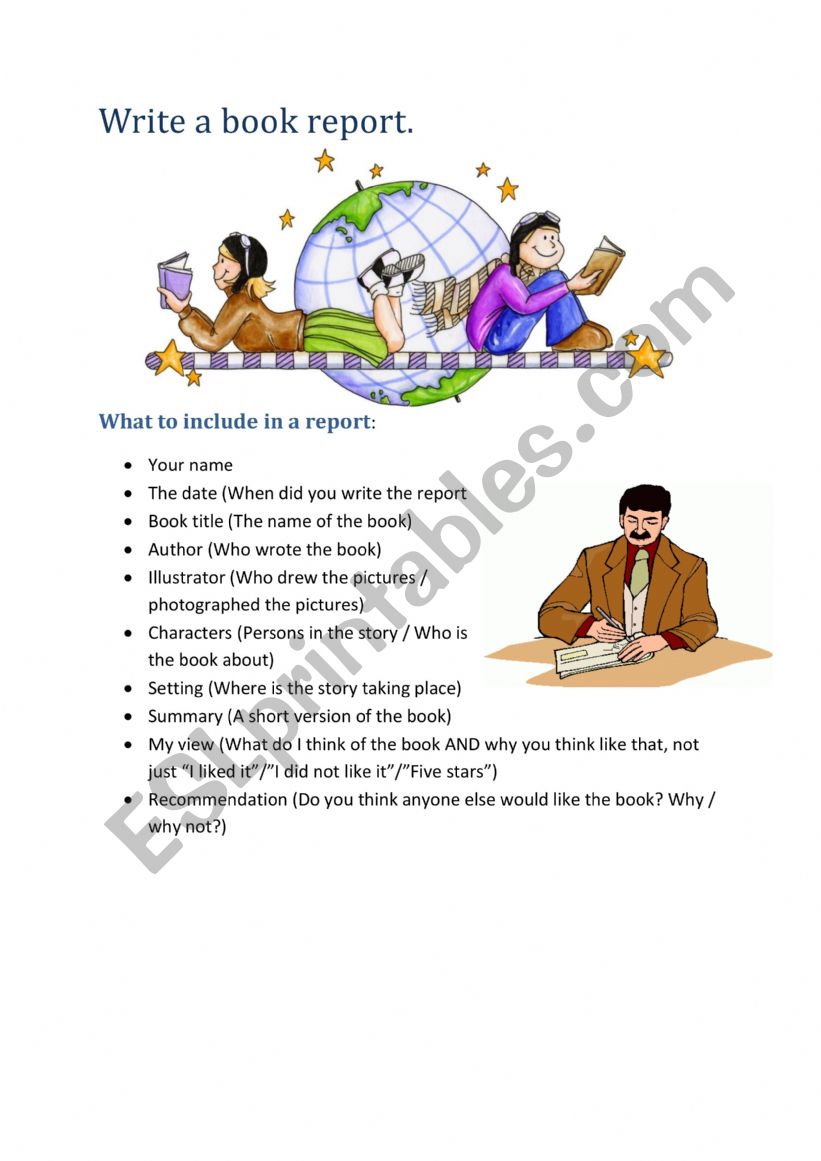 Book report worksheet