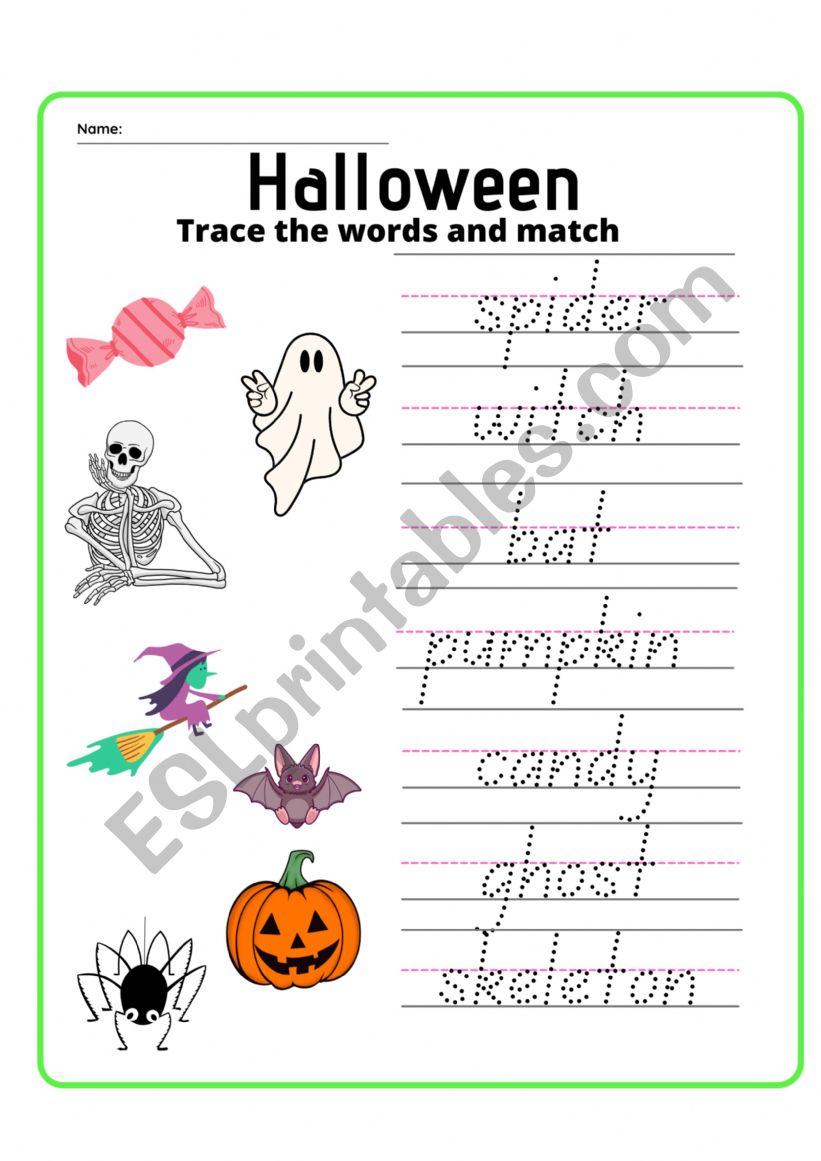 Halloween vocabulary worksheet