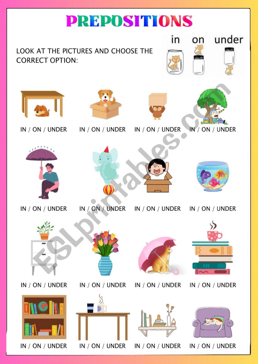 Prepositions worksheet