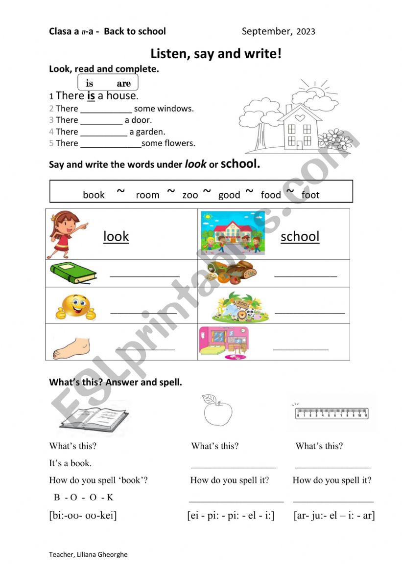 In the classroom worksheet