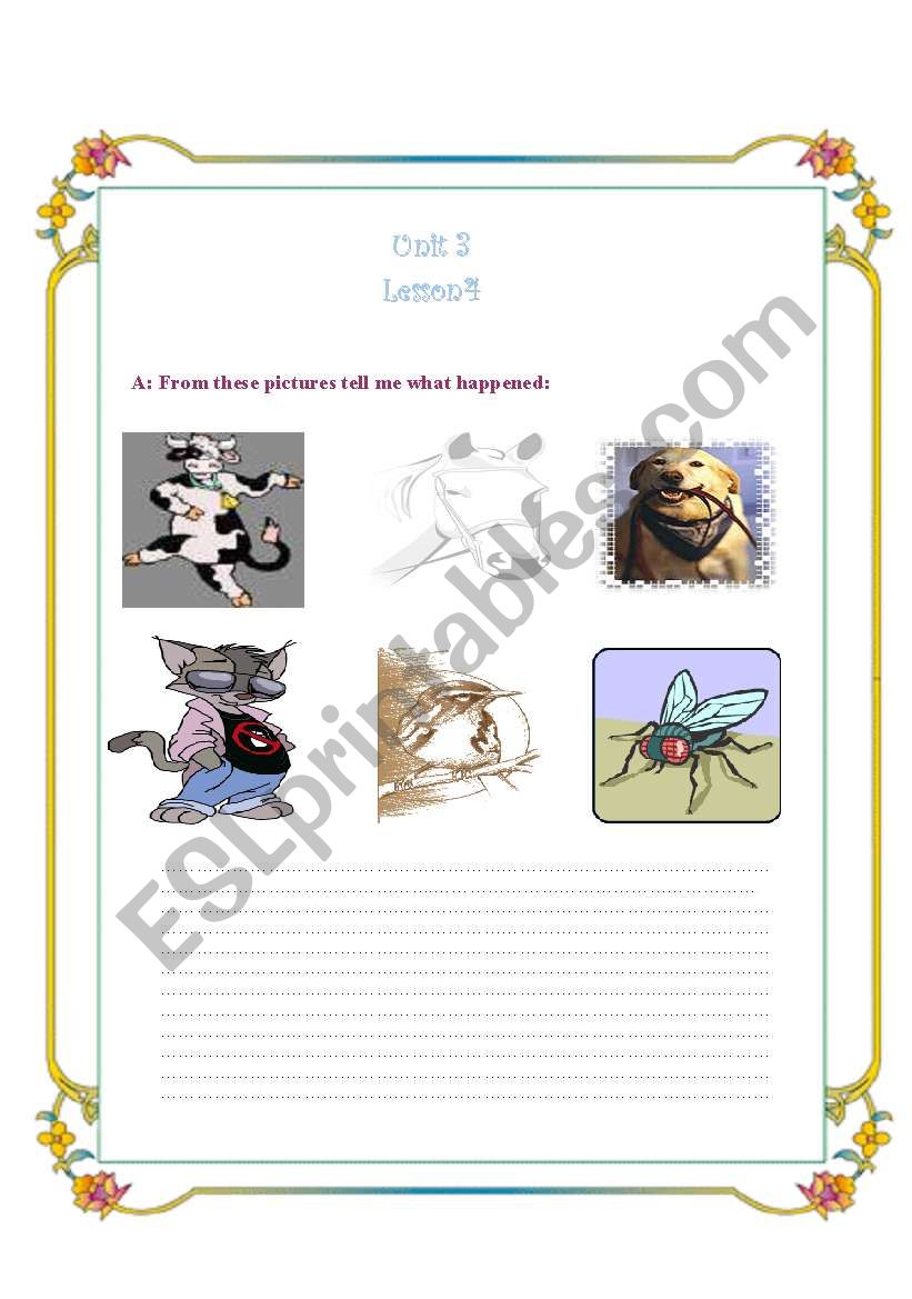 Write Story about Animals worksheet