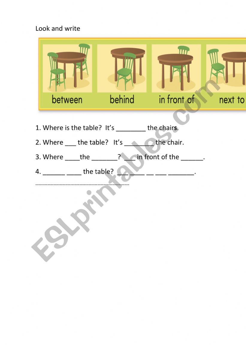 Prepositions of place worksheet