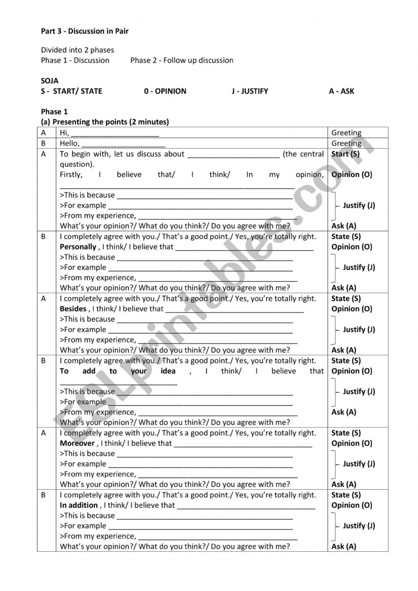 SPM Part 3 Framework worksheet