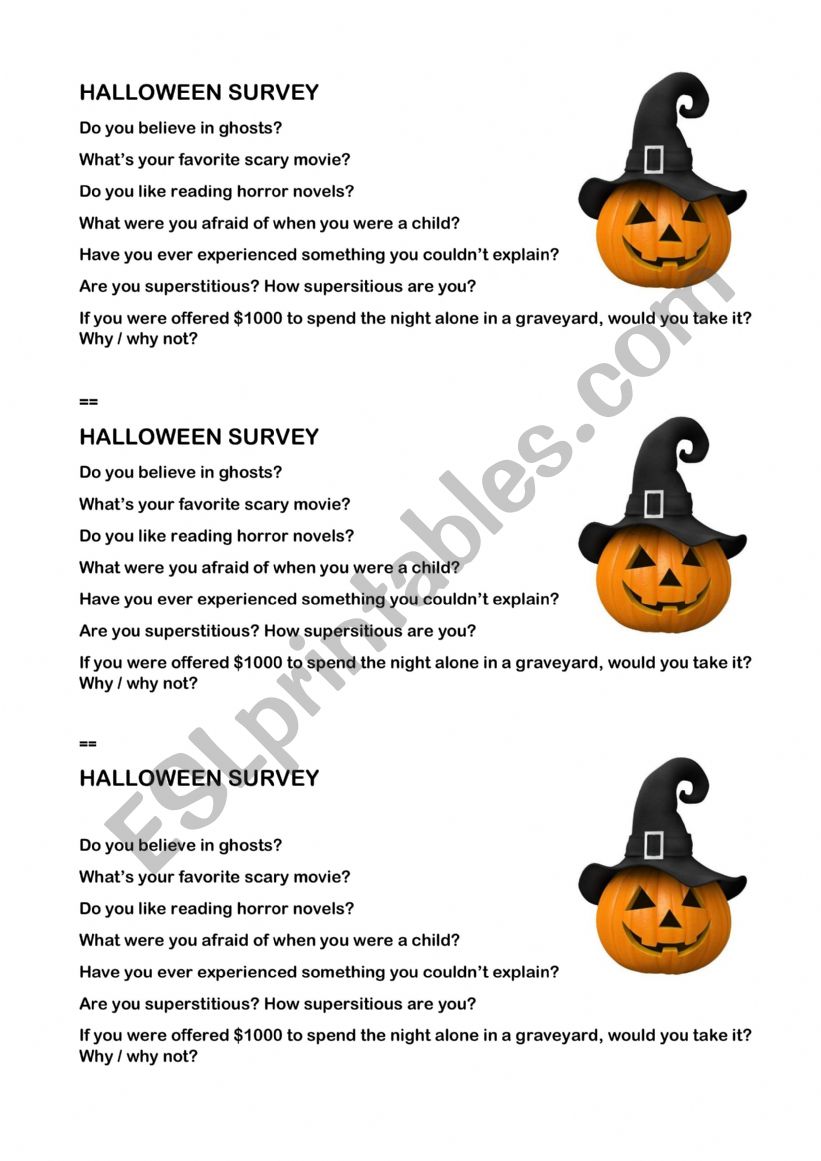 Halloween survey worksheet