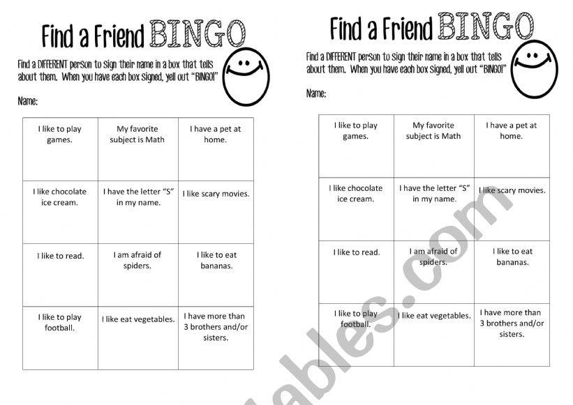 Friends Bingo worksheet