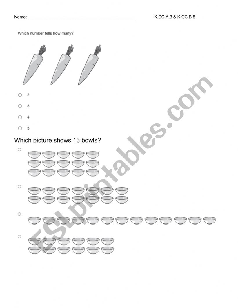 Counting for kinder  worksheet