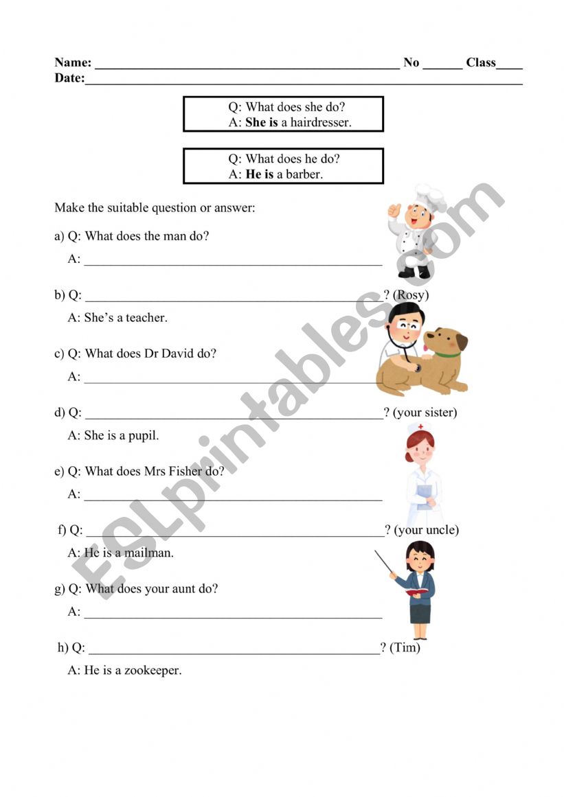 jobs worksheet