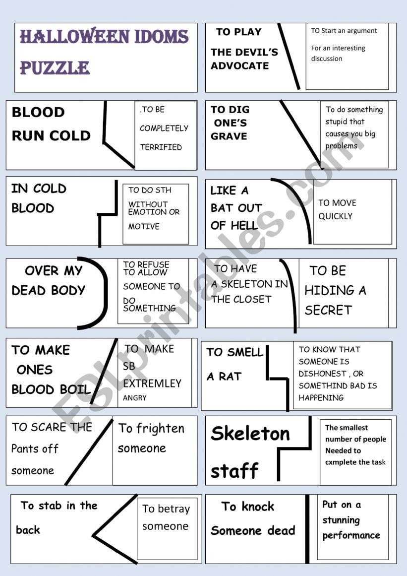 HALLOWEEN idioms puzzle worksheet