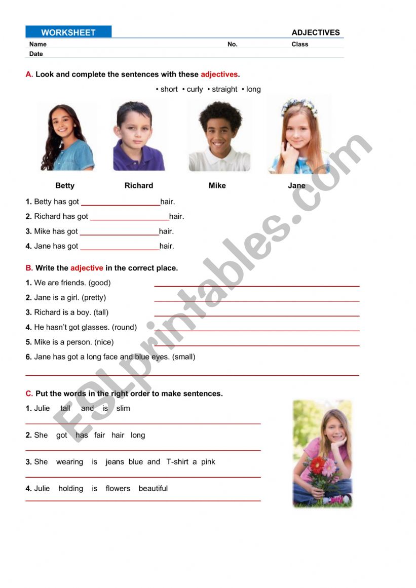 adjectives worksheet