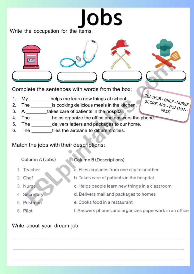 Jobs worksheet