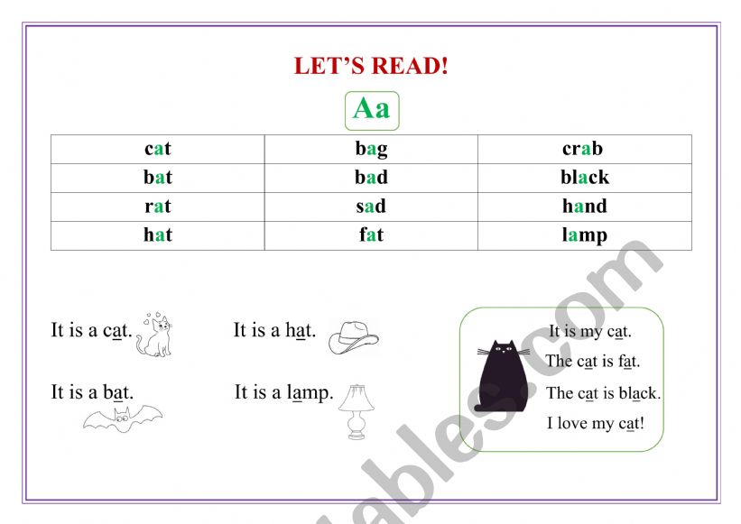 LetÃ¯Â¿Â½s read  Aa worksheet