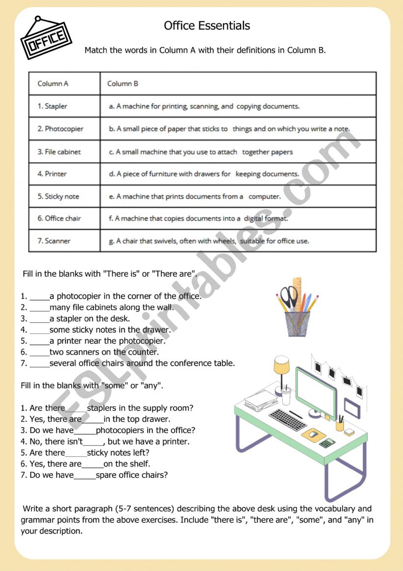 Office essentials - there is, there are, some and any