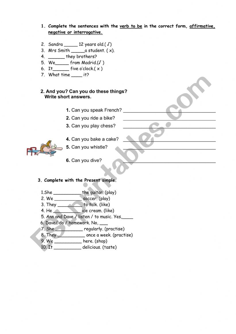 Test 3d grade worksheet