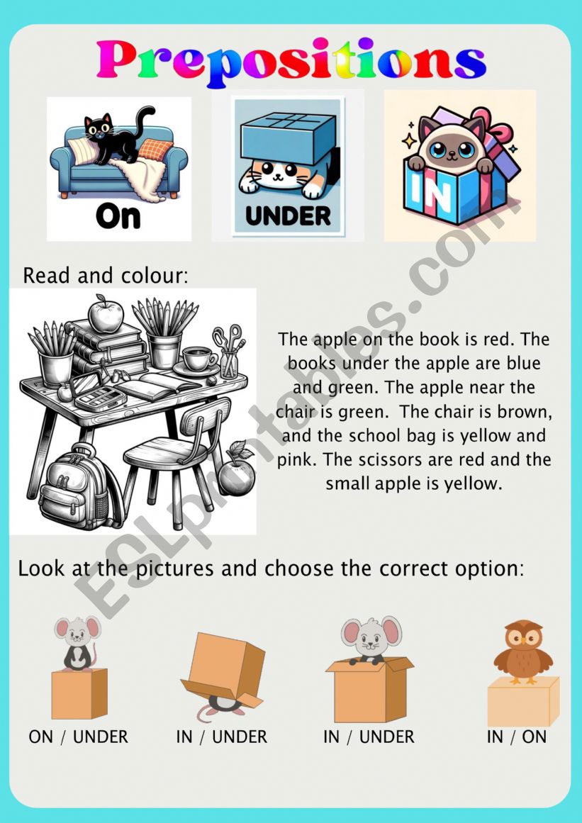 Prepositions 3 worksheet