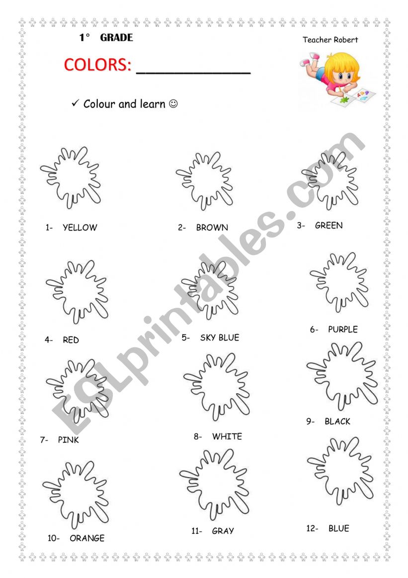 LEARNING COLOURS worksheet