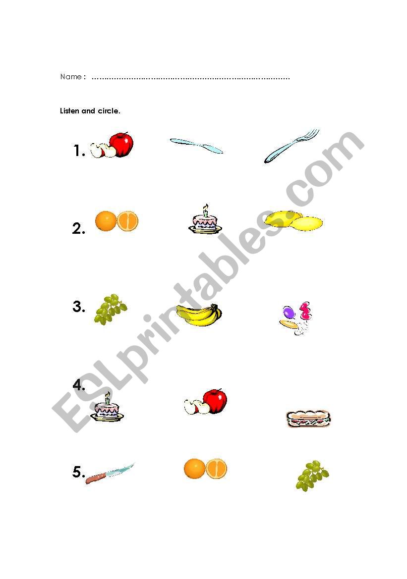 food vocabs worksheet