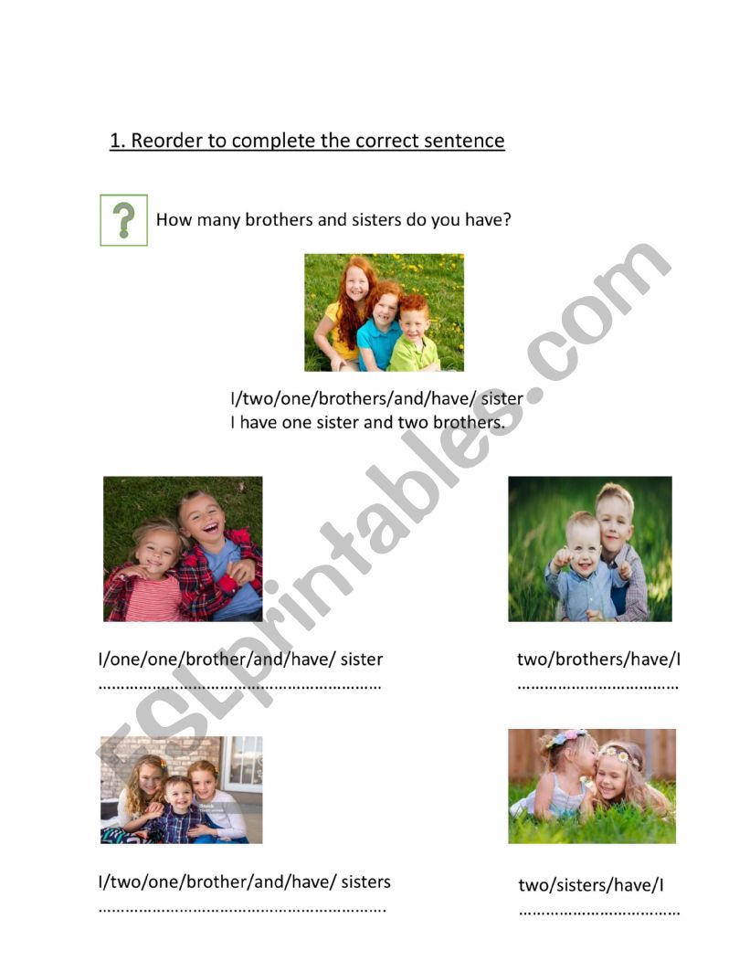 family members worksheet