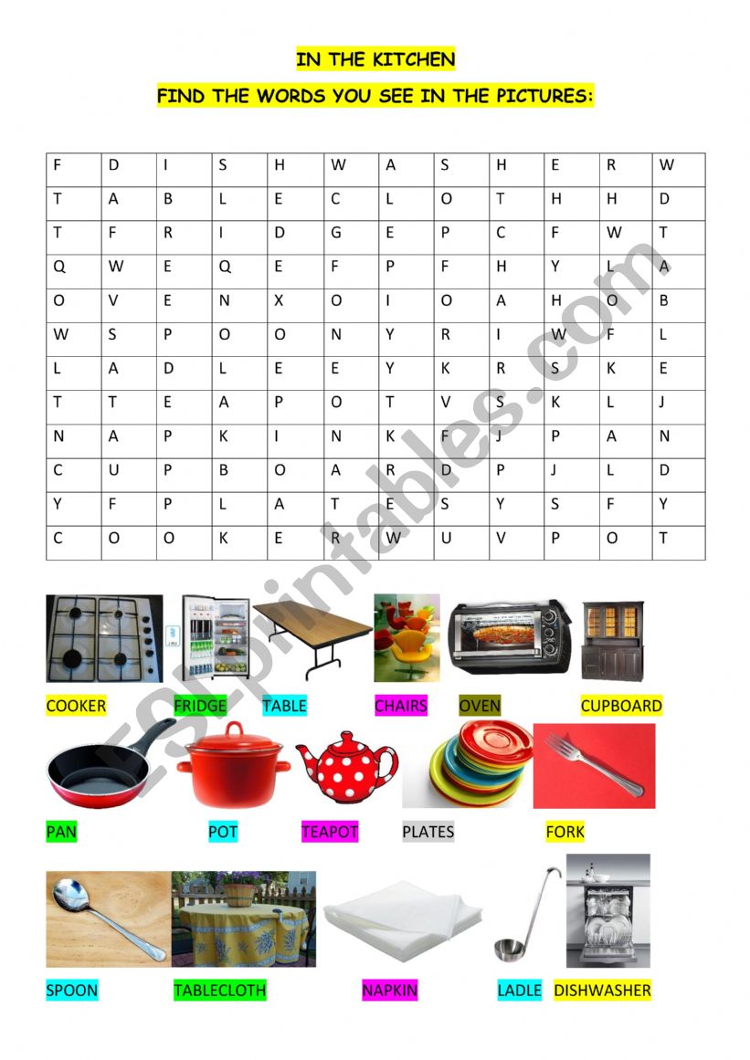 IN THE KITCHEN worksheet